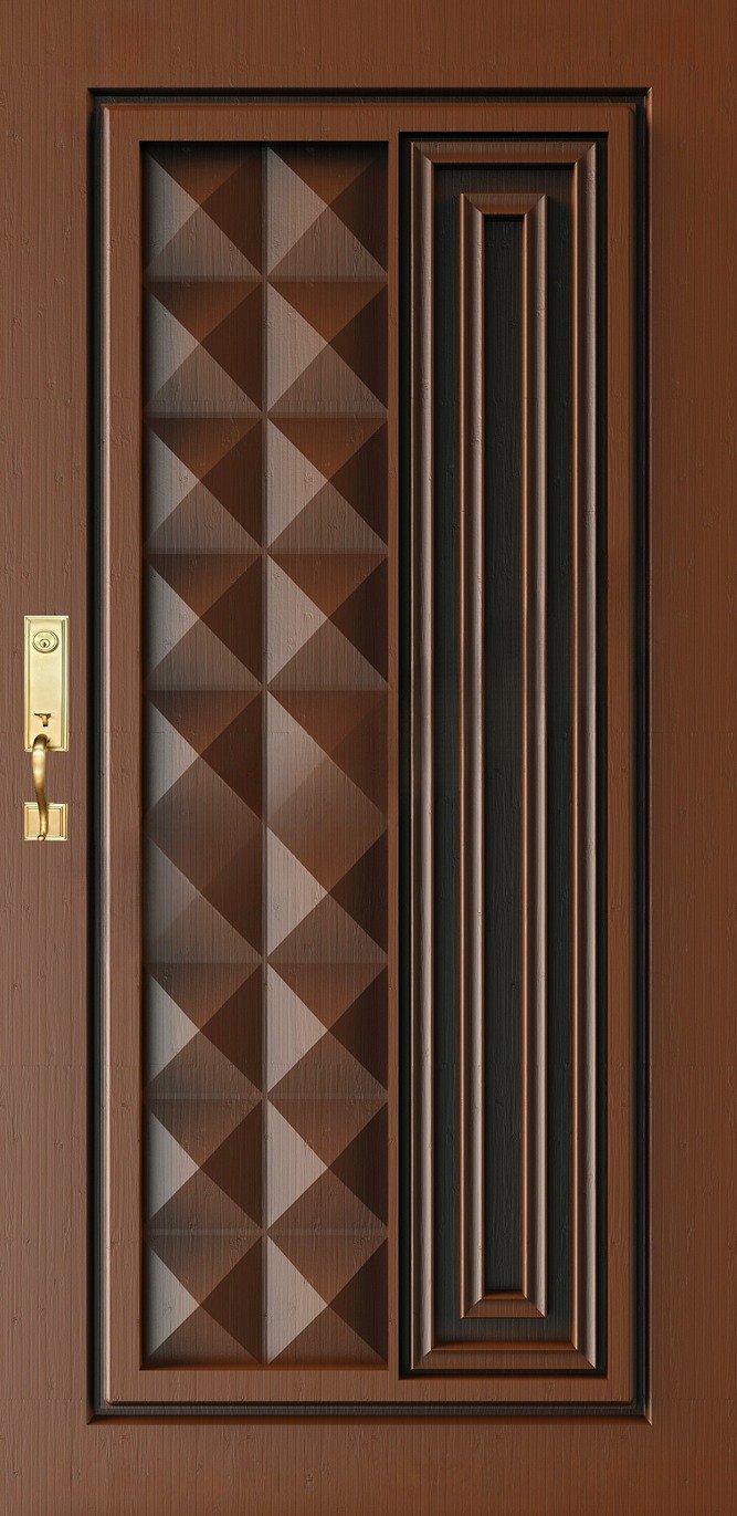 Doors - SKY-92 Modern Geometric Textured 3D Carved Door Model